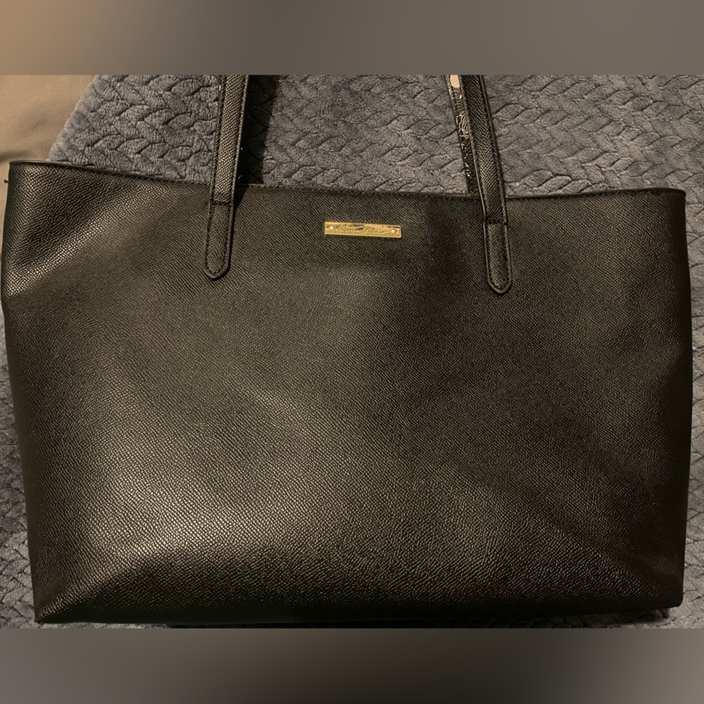 Betsey Johnson Black Structured Tote with Gold Accents